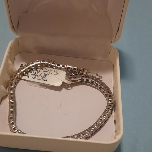 Sterling Silver multi color CZ tennis bracelet - Picture 6 of 6